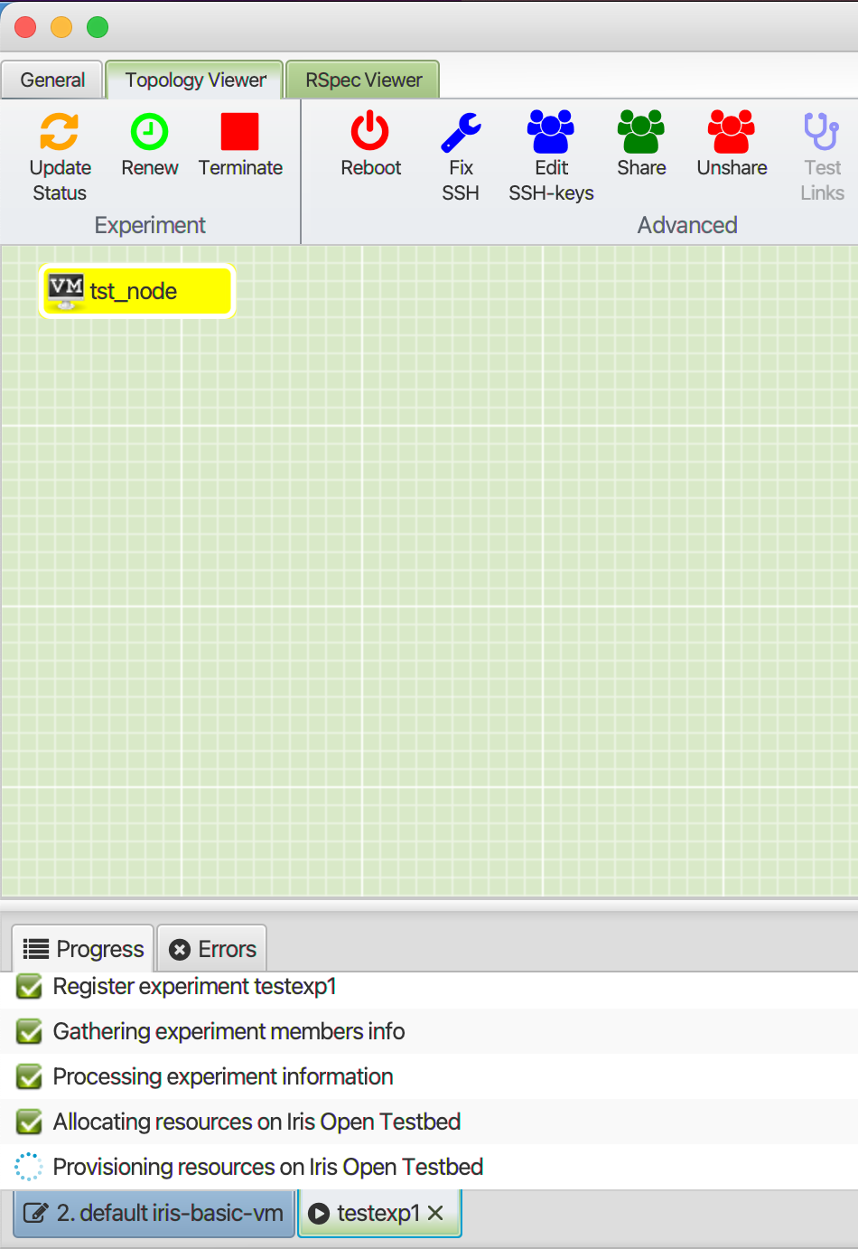 RSPEC editor - Start Experiment